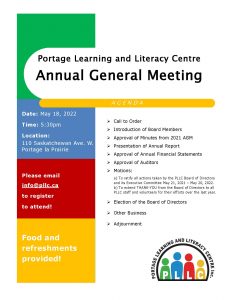 Annual General Meeting @ Portage Learning & Literacy Centre