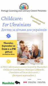 Info Session: Childcare For Ukrainians @ Portage Learning & Literacy Centre